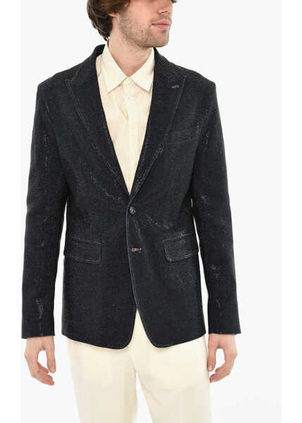 Sacouri DSQUARED2 All-Over Rhinestone 2 Buttons Blazer Blue Barbati (BM 19639421) 1