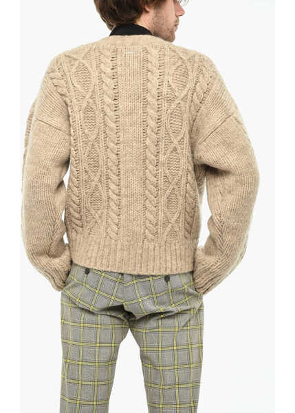 Cardigane DSQUARED2 Wool Blend V-Neck Cardigan With 4 Buttons Beige Barbati (BM 19639424) 2