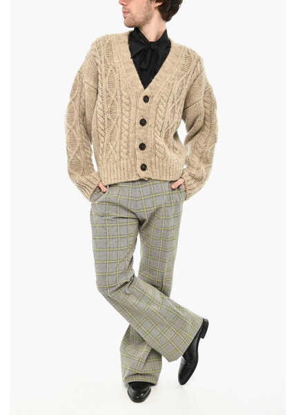 Cardigane DSQUARED2 Wool Blend V-Neck Cardigan With 4 Buttons Beige Barbati (BM 19639424) 4