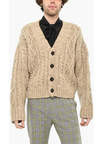 Cardigane DSQUARED2 Wool Blend V-Neck Cardigan With 4 Buttons Beige Barbati (BM 19639424) 1