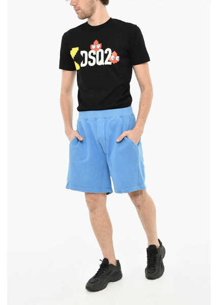 Pantaloni scurti DSQUARED2 Solid Color Cotton Shorts Blue Barbati (BM 19639427) 4