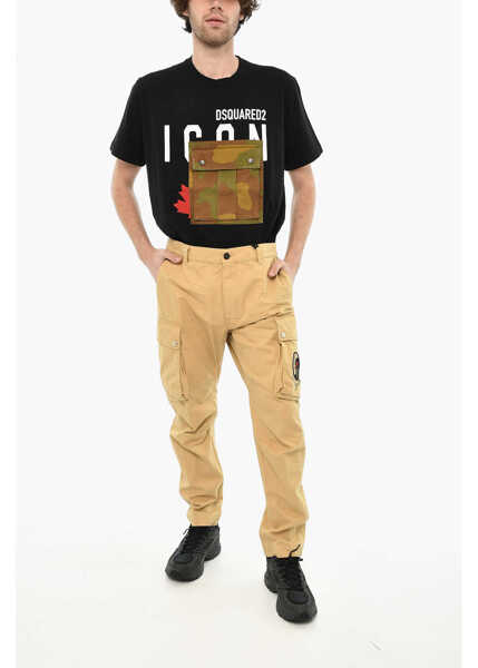 Pantaloni casual DSQUARED2 Cotton Cargo Sexy Pants With Logoed Buttons Beige Barbati (BM 19639439) 4