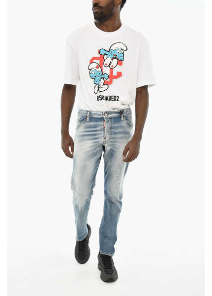 Blugi drepti DSQUARED2 Regular Fit Sexy Twist Jeans With Logo Button 15Cm Blue Barbati (BM 19639448) 4