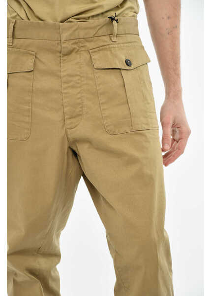 Pantaloni casual DSQUARED2 Garbardine Cotton Pants With Patch Pockets Beige Barbati (BM 19639451) 2