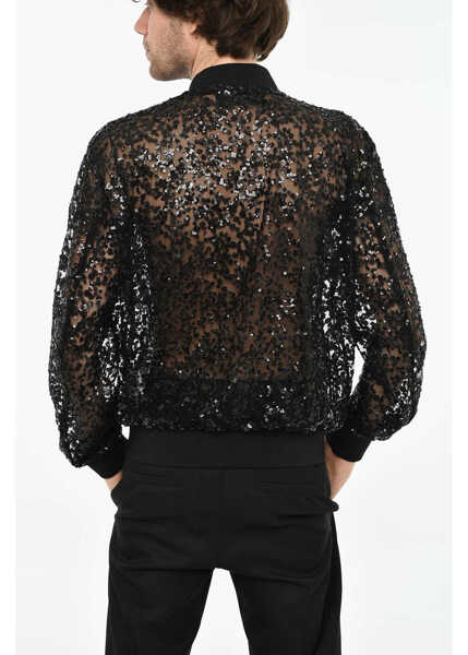 Bomber jacket DSQUARED2 All-Over Sequined Sheer Bomber Black Barbati (BM 19639454) 2