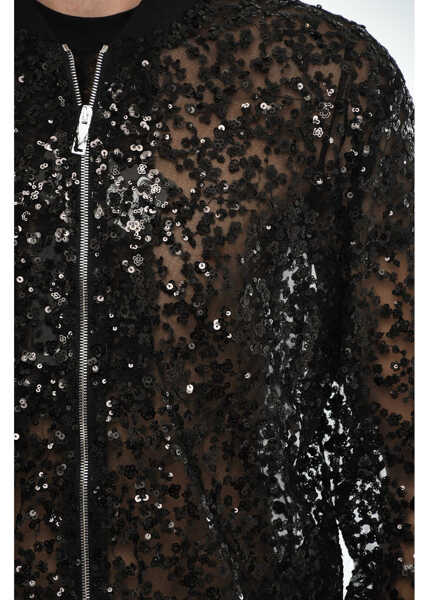 Bomber jacket DSQUARED2 All-Over Sequined Sheer Bomber Black Barbati (BM 19639454) 3