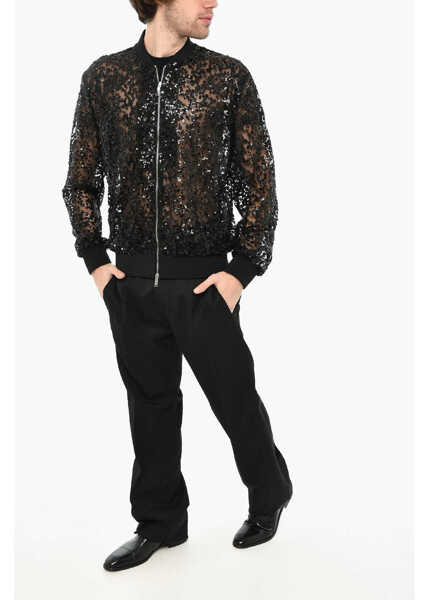 Bomber jacket DSQUARED2 All-Over Sequined Sheer Bomber Black Barbati (BM 19639454) 4