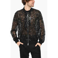 Bomber jacket All-Over Sequined Sheer Bomber Barbati