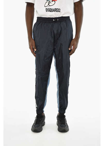 Pantaloni casual DSQUARED2 Nylon Pants With Side Logoed Band Blue Barbati (BM 19639460) 1