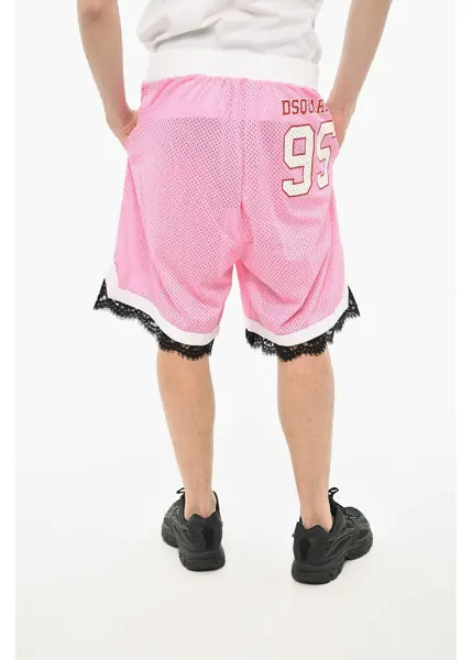 Pantaloni scurti DSQUARED2 Perfored Shorts With Lace Pink Barbati (BM 19639472) 2