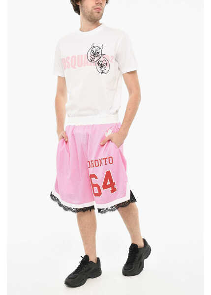 Pantaloni scurti DSQUARED2 Perfored Shorts With Lace Pink Barbati (BM 19639472) 4