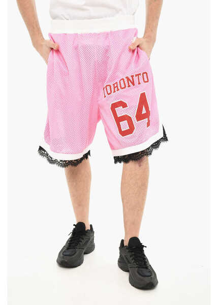 Pantaloni scurti DSQUARED2 Perfored Shorts With Lace Pink Barbati (BM 19639472) 1