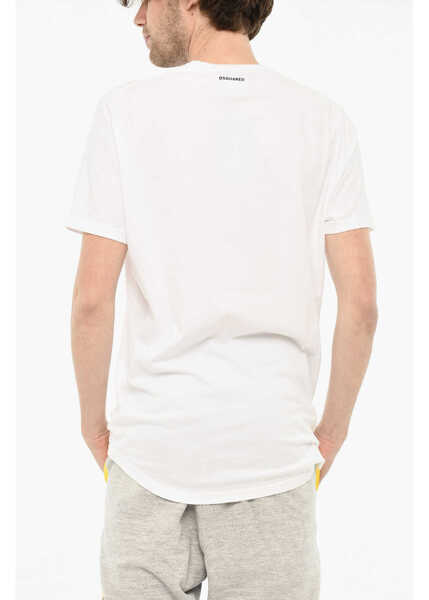 Tricouri DSQUARED2 Cotton Crew-Neck T-Shirt With Print White Barbati (BM 19639475) 2