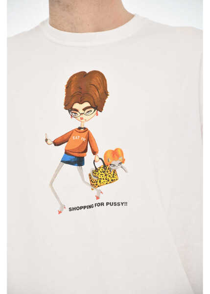 Tricouri DSQUARED2 Cotton Crew-Neck T-Shirt With Print White Barbati (BM 19639475) 3