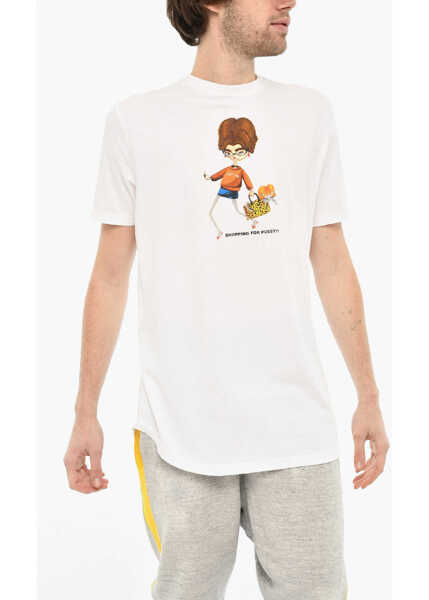 Tricouri DSQUARED2 Cotton Crew-Neck T-Shirt With Print White Barbati (BM 19639475) 1