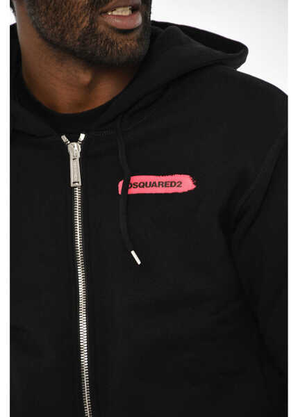 Bluze de trening DSQUARED2 Fleeced-Cotton Sweatshirt With Zip Closure Black Barbati (BM 19639481) 3