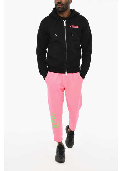 Bluze de trening DSQUARED2 Fleeced-Cotton Sweatshirt With Zip Closure Black Barbati (BM 19639481) 4