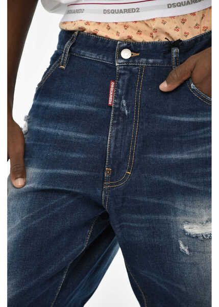 Blugi drepti DSQUARED2 Stonewashed Jeans With Drawstring Waist 19Cm Blue Barbati (BM 19639484) 2