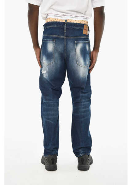 Blugi drepti DSQUARED2 Stonewashed Jeans With Drawstring Waist 19Cm Blue Barbati (BM 19639484) 4