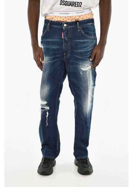 Blugi drepti DSQUARED2 Stonewashed Jeans With Drawstring Waist 19Cm Blue Barbati (BM 19639484) 1