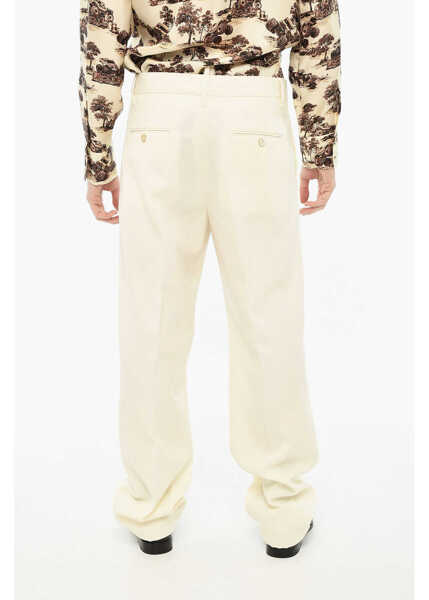 Pantaloni eleganti DSQUARED2 Virgin Wool Blend Pants With Hidded Closure White Barbati (BM 19639487) 2