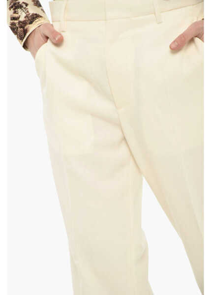 Pantaloni eleganti DSQUARED2 Virgin Wool Blend Pants With Hidded Closure White Barbati (BM 19639487) 3