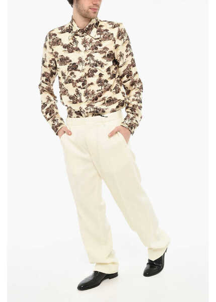 Pantaloni eleganti DSQUARED2 Virgin Wool Blend Pants With Hidded Closure White Barbati (BM 19639487) 4