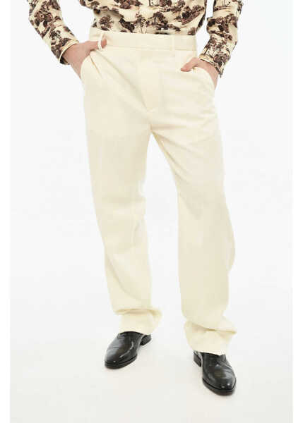 Pantaloni eleganti DSQUARED2 Virgin Wool Blend Pants With Hidded Closure White Barbati (BM 19639487) 1