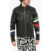 Geci de piele Honda Textured Leather Jacket With Logo Button Barbati