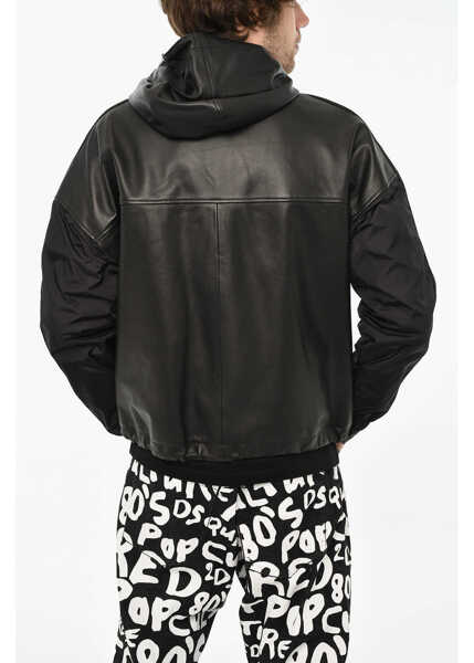 Geci de piele DSQUARED2 Leather Jacket With Hood Black Barbati (BM 19639496) 2