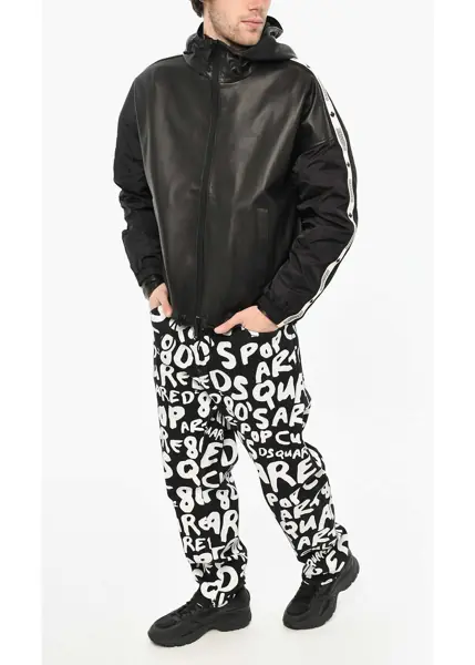 Geci de piele DSQUARED2 Leather Jacket With Hood Black Barbati (BM 19639496) 4