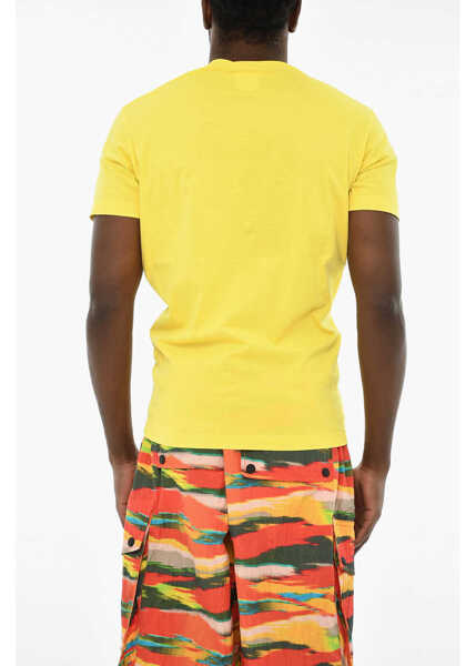 Tricouri DSQUARED2 Cotton Crew-Neck T-Shirt With Print Yellow Barbati (BM 19639502) 2