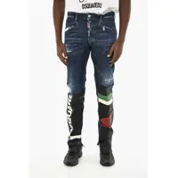 Blugi drepti Vintage Effect Jeans With Faux Leather Back 16Cm Barbati