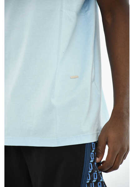 Tricouri DSQUARED2 Solid Color Cotton Crew-Neck T-Shirt Light Blue Barbati (BM 19639598) 3