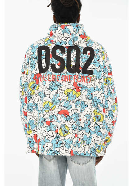 Jachete DSQUARED2 The Smurfs All-Over Printed Nylon Windbreaker Jacket Multicolor Barbati (BM 19639604) 2