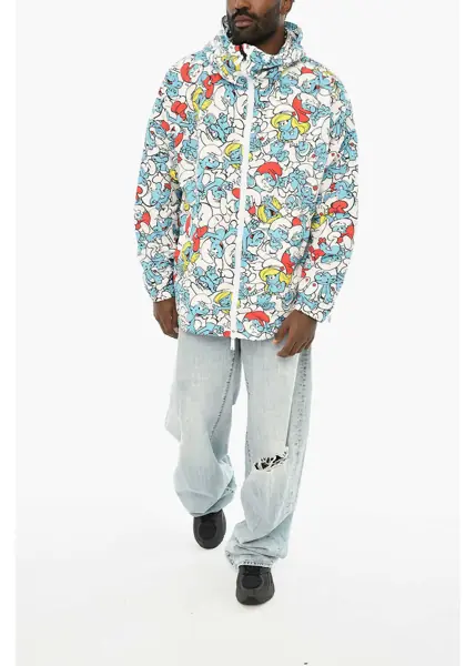 Jachete DSQUARED2 The Smurfs All-Over Printed Nylon Windbreaker Jacket Multicolor Barbati (BM 19639604) 4