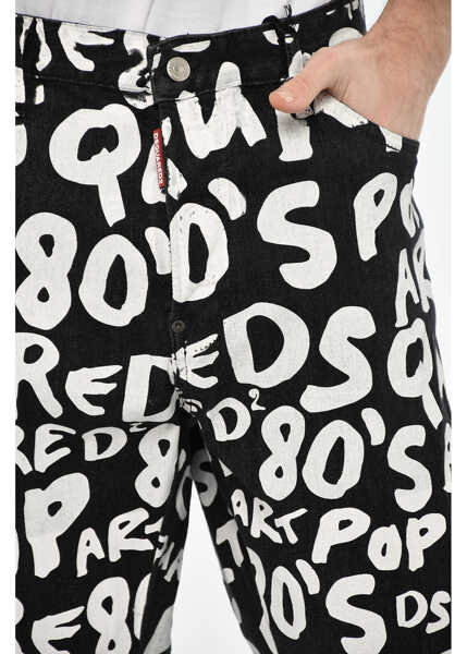 Pantaloni casual DSQUARED2 All-Over Contrasting Logo Two-Tone Pants Black & White Barbati (BM 19639607) 3