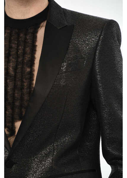 Sacouri DSQUARED2 Wool Blend 1 Button Blazer With Center Vent Black Barbati (BM 19639610) 3