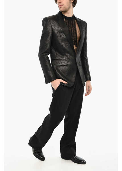 Sacouri DSQUARED2 Wool Blend 1 Button Blazer With Center Vent Black Barbati (BM 19639610) 4