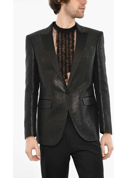 Sacouri DSQUARED2 Wool Blend 1 Button Blazer With Center Vent Black Barbati (BM 19639610) 1