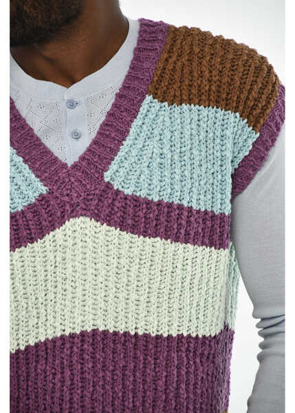 Pulovere DSQUARED2 Color Block V-Neck Sleeveless Sweater Multicolor Barbati (BM 19639613) 3