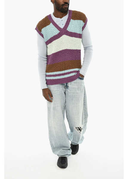 Pulovere DSQUARED2 Color Block V-Neck Sleeveless Sweater Multicolor Barbati (BM 19639613) 4