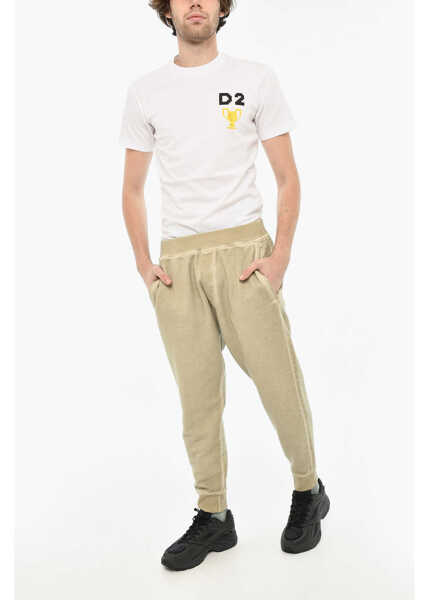 Pantaloni de trening DSQUARED2 Solid Color Cotton Joggers Beige Barbati (BM 19639619) 4