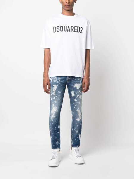 Tricouri DSQUARED2 Cotton Two-Tone Crew-Neck T-Shirt Black & White Barbati (BM 19639622) 2