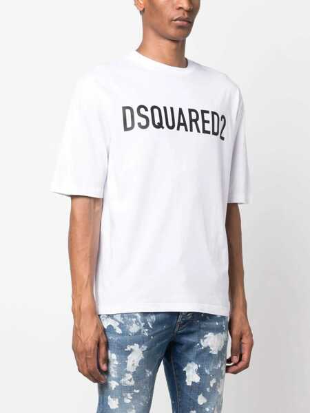 Tricouri DSQUARED2 Cotton Two-Tone Crew-Neck T-Shirt Black & White Barbati (BM 19639622) 3