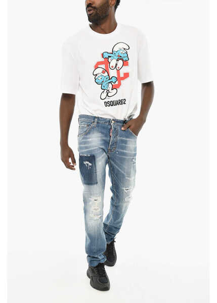 Blugi drepti DSQUARED2 Distressed Effect Cool Guy Jeans 16Cm Blue Barbati (BM 19639625) 4