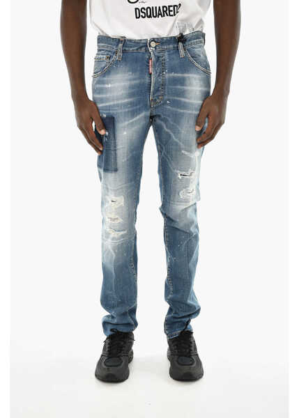 Blugi drepti DSQUARED2 Distressed Effect Cool Guy Jeans 16Cm Blue Barbati (BM 19639625) 1