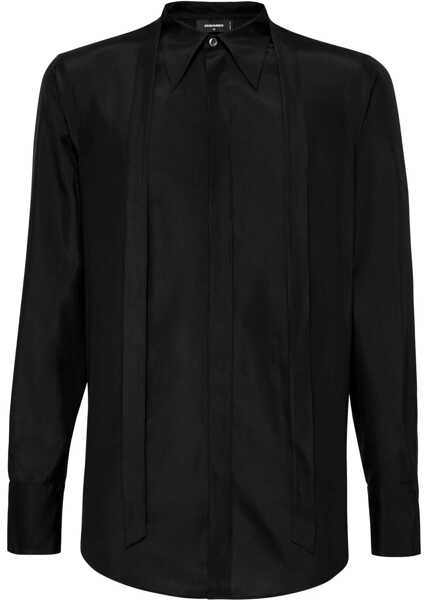 Cravate DSQUARED2 Silk Shirt With Tie Neck Black Barbati (BM 19639631) 1