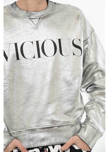 Bluze de trening DSQUARED2 Metallic Effect Cotton Crew-Neck Sweatshirt Silver Barbati (BM 19639634) 3