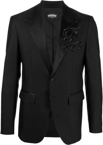 Sacouri DSQUARED2 Virgin Wool And Silk 2 Buttons Blazer With Sequin Black Barbati (BM 19639637) 1